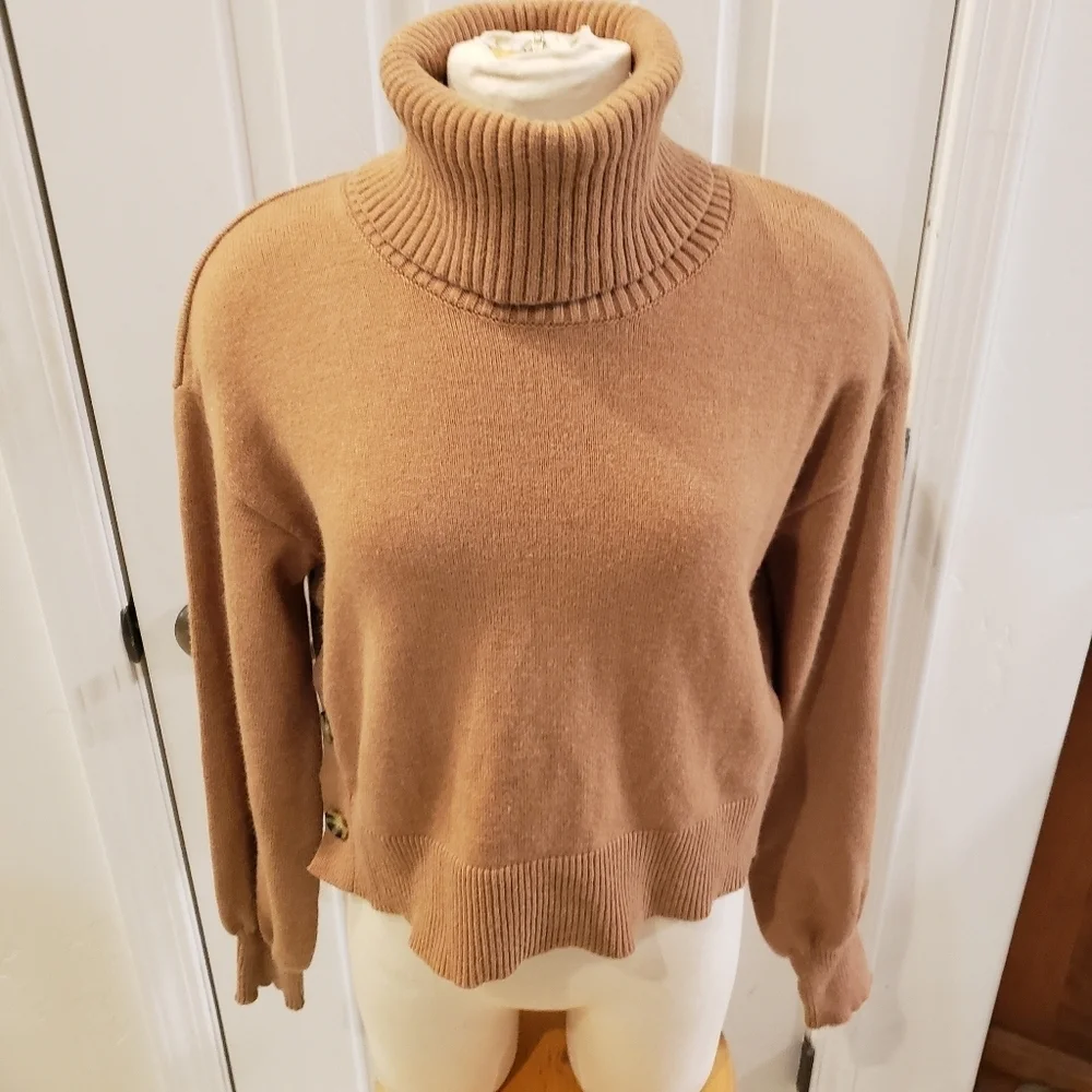The Drop Lucyswhim Size XXS Elegant Tan Turtleneck Sweater